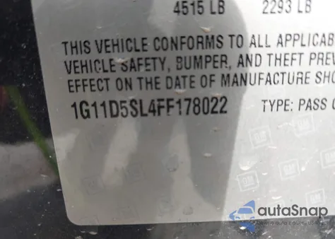 2015 Chevrolet Malibu 2Lt from USA, damaged, VIN 1G11D5SL4FF178022